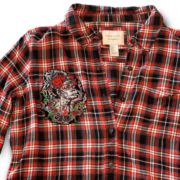 Vintage Flannel Dia De Los Muertos patch. Small Retro Flannel - Picture 2 of 11